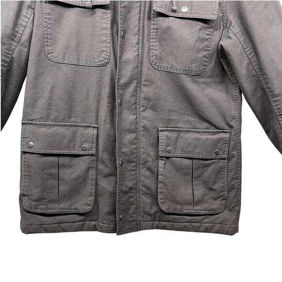 Banana Republic Jacket Mens 2XL Charcoal Hooded Utility Field Canvas Pockets - Picture 10 of 11